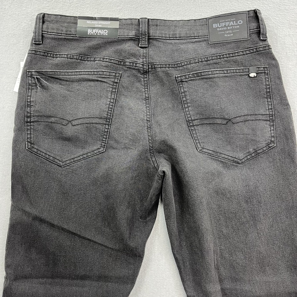Buffalo David Bitton Jeans Mens 34x30 Black Denim Pants Relaxed Straight Driven - Picture 4 of 15